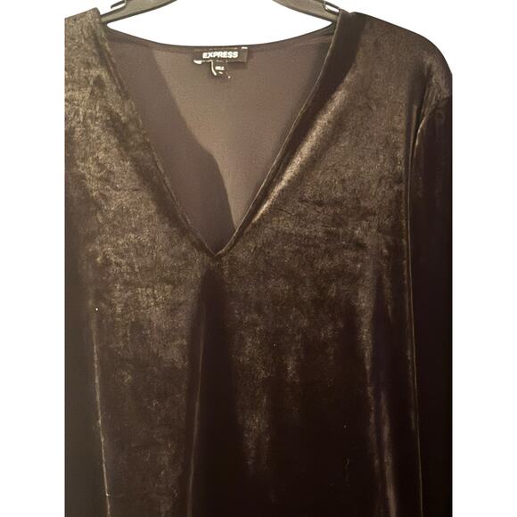 Express Bodysuit Black Velveteen XL Thong Style Long Sleeve Whimsy Goth - Picture 2 of 7